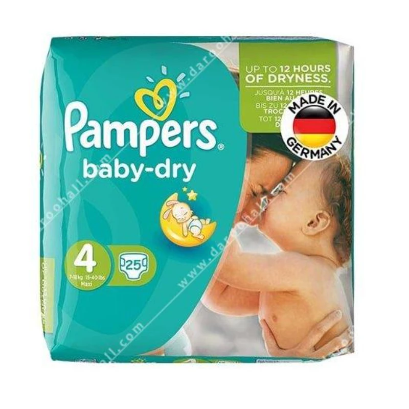 پوشک سایز ۴ پمپرز مدل baby dry بسته ۲۵ عددی