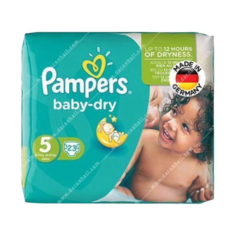 پوشک سایز ۵ پمپرز مدل baby dry بسته ۲۳ عددی