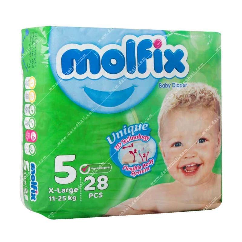پوشک مولفیکس سایز ۵ مخصوص کودکان 11 تا 25 کیلوگرم